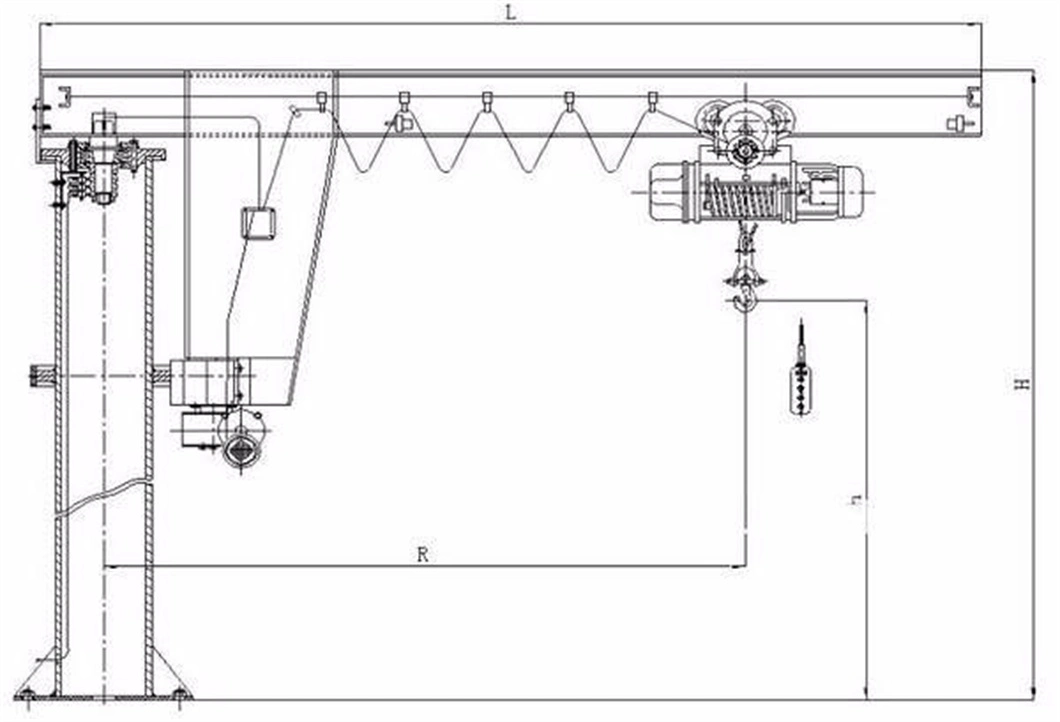 Motor Driven Slewing Arm 270 Degree Jib Crane with Adjustable Hoist