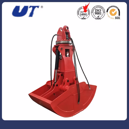 Doppelzylinder-Greifschaufel mit hydraulischem Zweischalengreifer für Minibagger